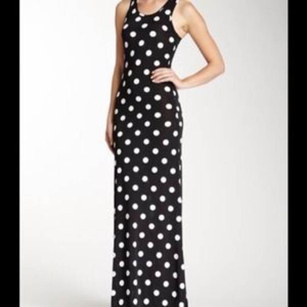 Polka dot maxi dress race back